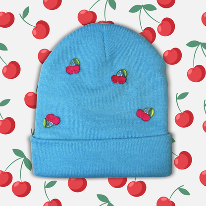 Light Blue - Fancy Cherry Beanie