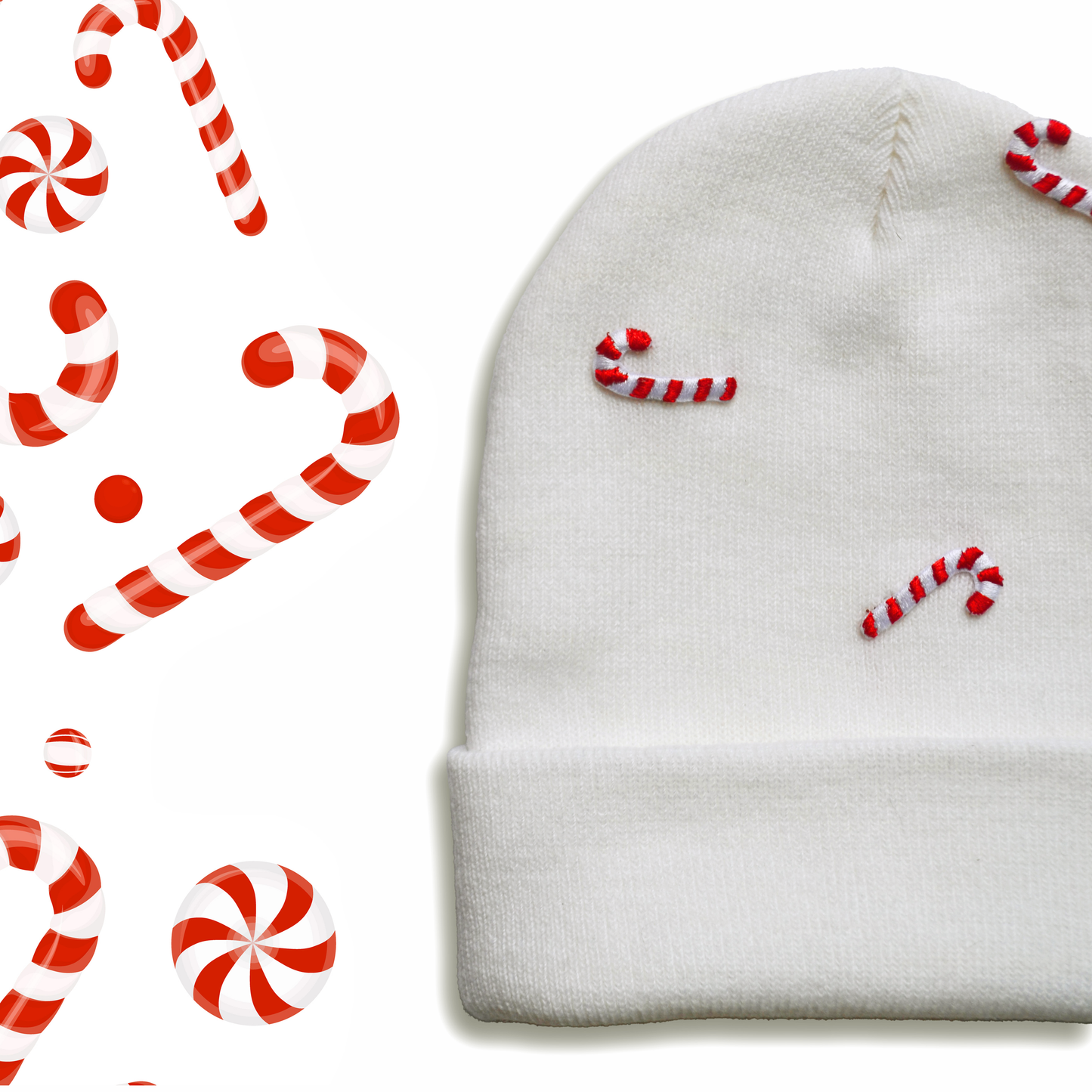 White - Candy Christmas Beanie