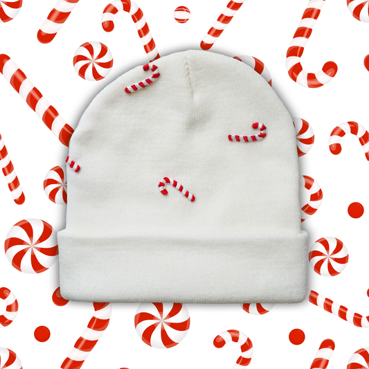 White - Candy Christmas Beanie